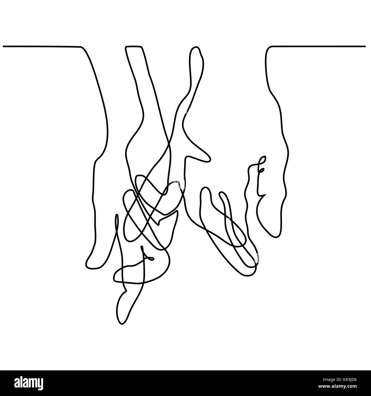 Rappresentazione in linea continua di tenere le mani insieme Illustrazione Vettoriale