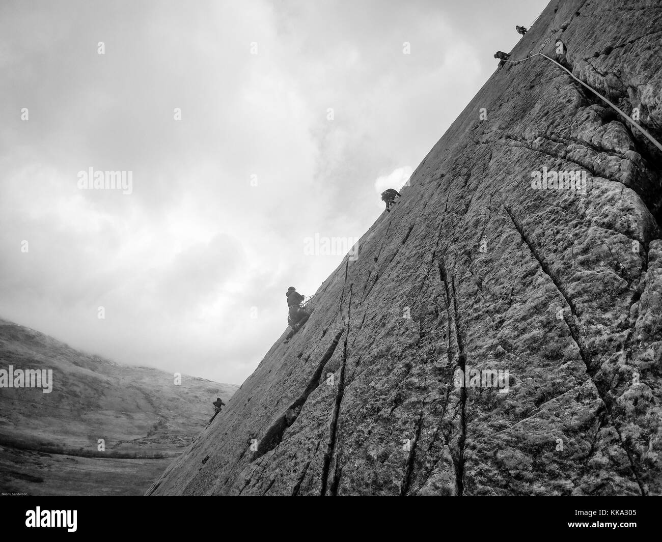 Arrampicata, poco Tryfan, Ogwen Valley, Snowdonia, Wales, Regno Unito Foto Stock