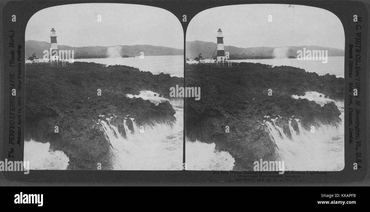Stereopticon di Lighthouse Point a Port Antonio, Giamaica, 1904. Dalla Biblioteca Pubblica di New York. Foto Stock