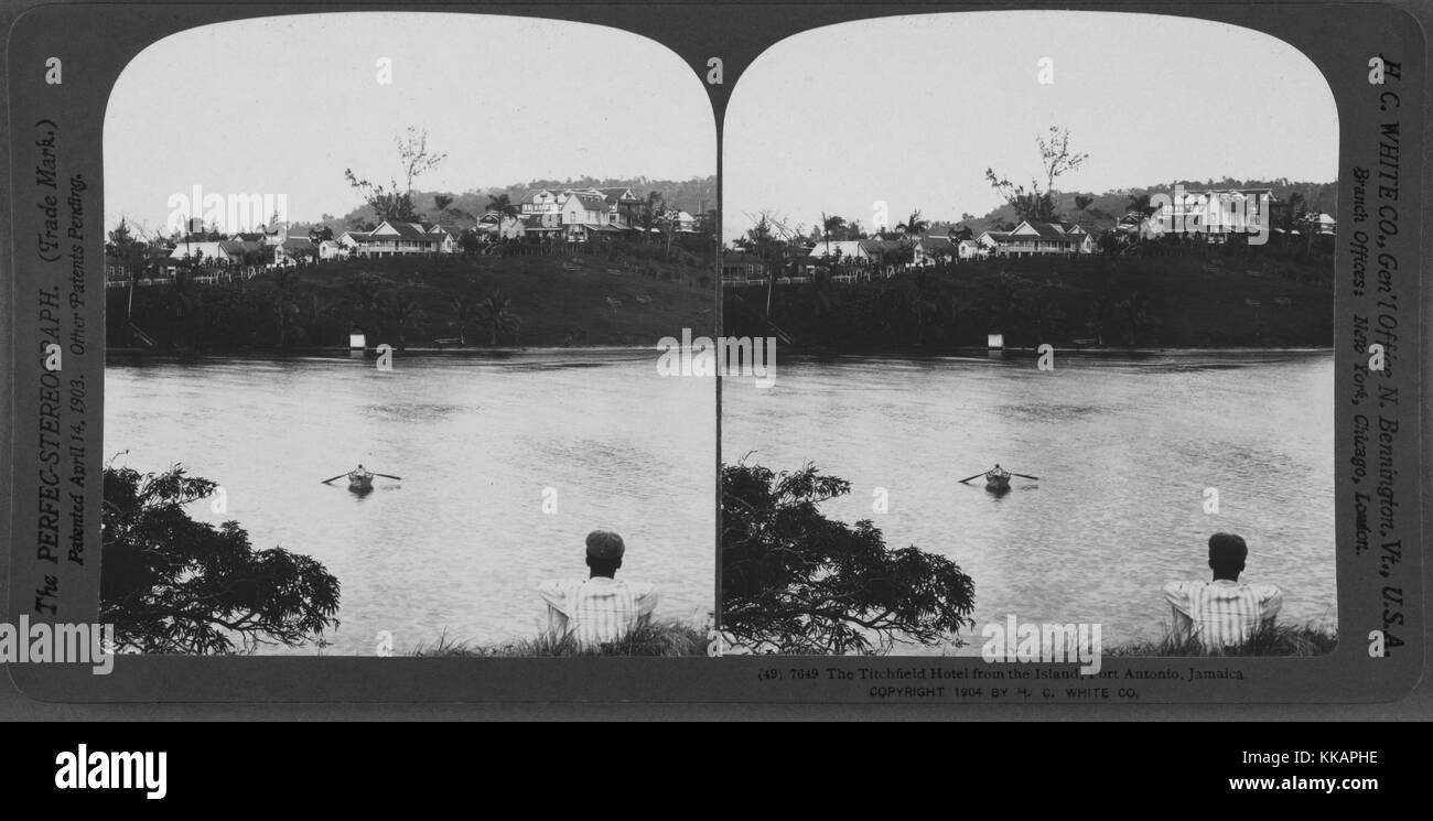 Stereopticon di a Titchfield Hotel in Port Antonio, Giamaica, 1904. Dalla Biblioteca Pubblica di New York. Foto Stock