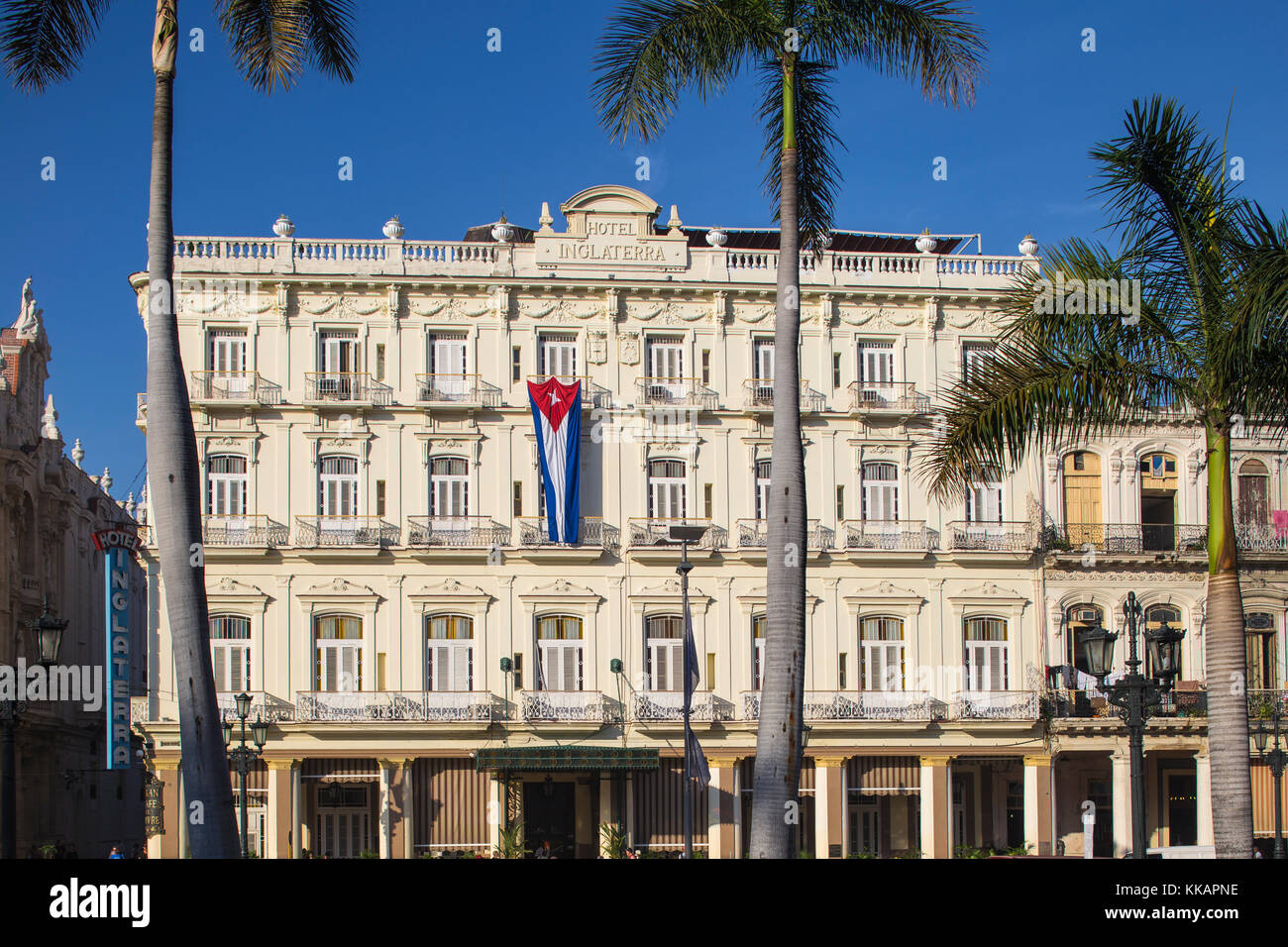 Hotel Inglaterra, Parque Central, l'Avana, Cuba, Indie occidentali, America centrale Foto Stock