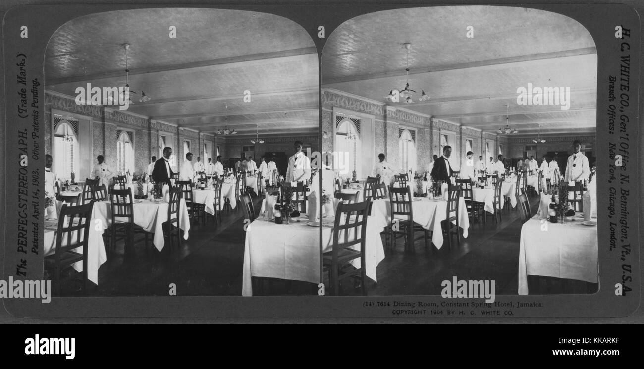 La sala da pranzo, Costante molla Hotel, Giamaica, 1904. Dalla Biblioteca Pubblica di New York. Foto Stock