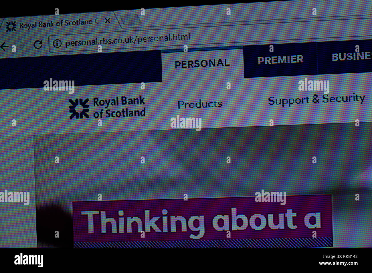 Close up RBS online banking sito web Foto Stock