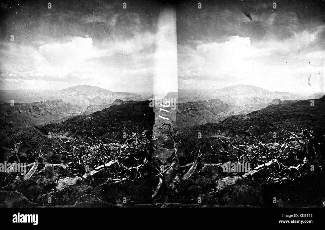 Stereografia di Navajo Mountain come si vede da acquario altopiano, Utah. Immagine cortesia USGS. 1875. Foto Stock