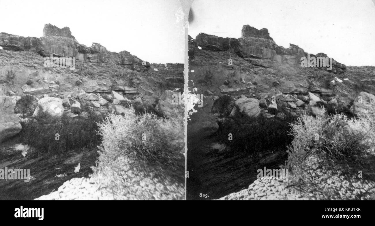 Stereografia da della città in rovina a Hovenweep National Monument, Colorado. Immagine cortesia USGS. 1874. Foto Stock