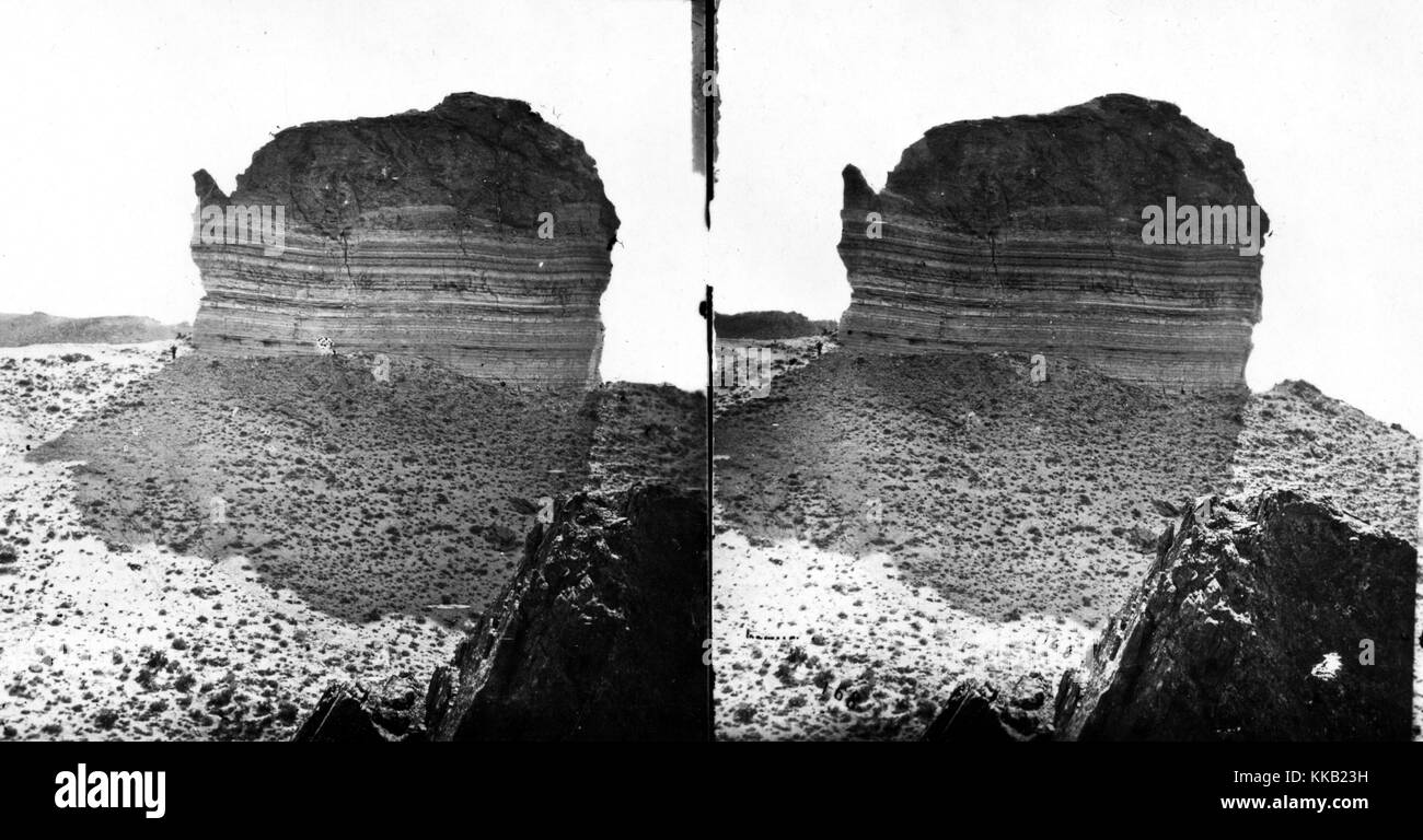 Stereografia della formazione nota come teiera roccia nei pressi del fiume Verde, Sweetwater County, Wyoming. Immagine cortesia USGS. 1869. Foto Stock