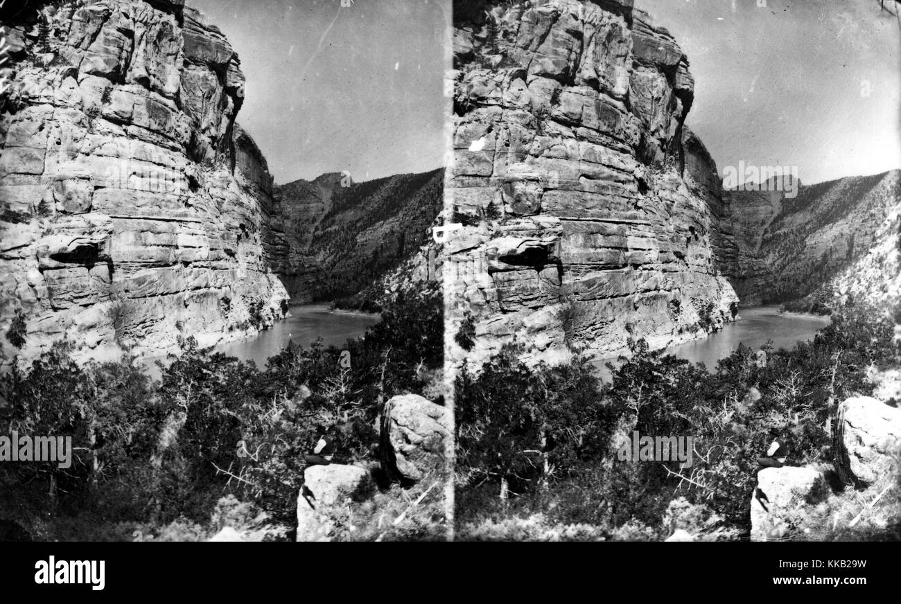 Stereografia di Horseshoe Canyon sul fiume Verde, Daggett County, Utah. Immagine cortesia USGS. 1871. Foto Stock