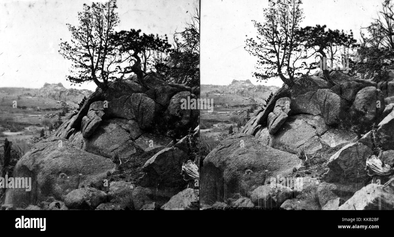 Stereografia del paesaggio vicino alla testa di Crow Creek, a ovest di Cheyenne, Wyoming. Immagine cortesia USGS. 1869. Foto Stock