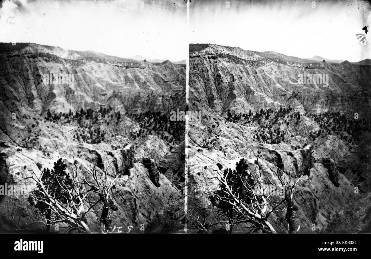 Stereografia del terreno roccioso in corrispondenza della testa del Paria River, Utah. Immagine cortesia USGS. 1885. Foto Stock
