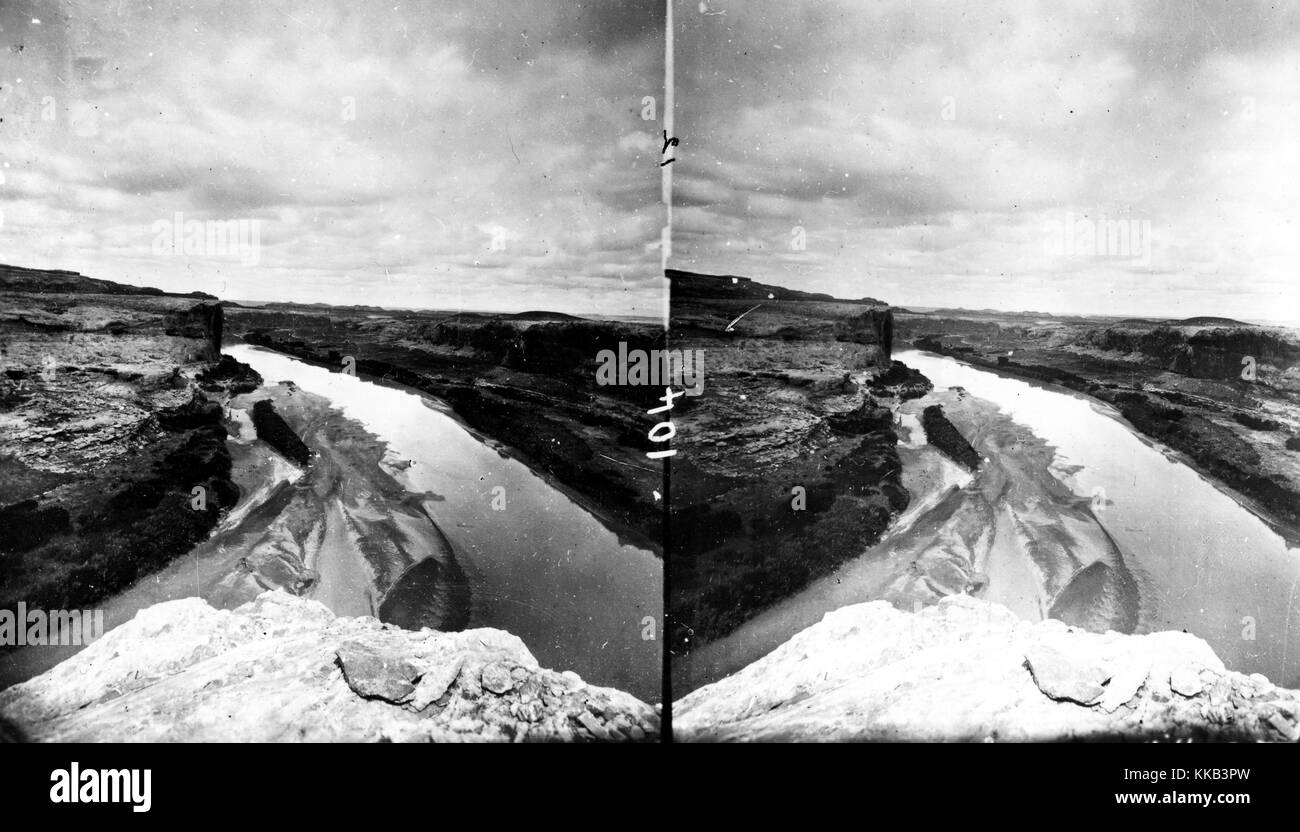 Stereografia di Stillwater canyon sul fiume Verde, Utah. Immagine di cortesia USGS. 1875. Foto Stock