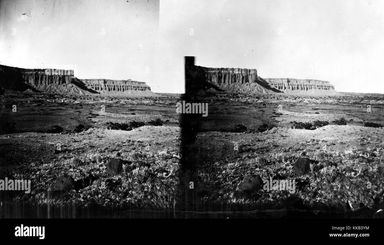 Stereografia della scogliera Shinarump sul fiume Escalante, Utah. Immagine cortesia USGS. 1875. Foto Stock