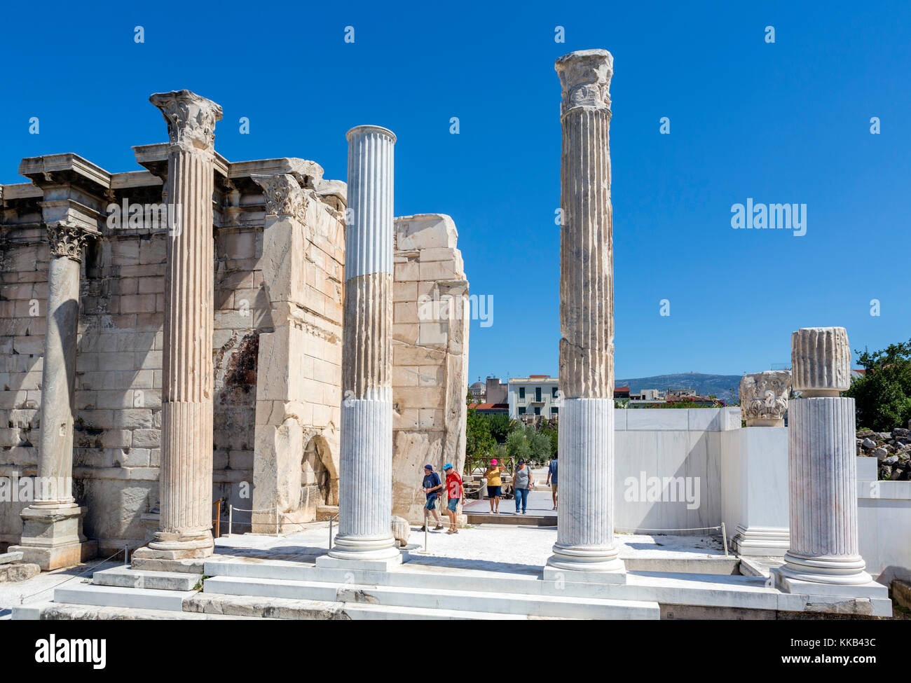 Parete ovest di Adriano della biblioteca, Atene, Grecia Foto Stock