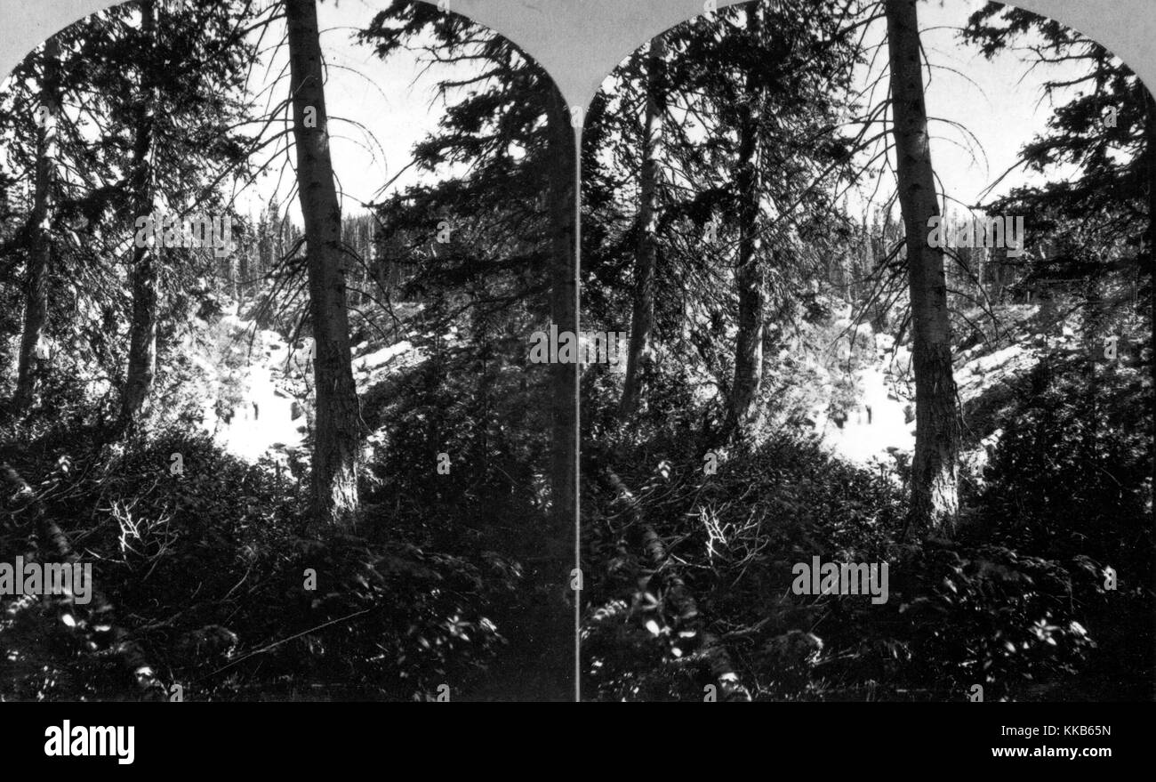 Stereografia della forcella destra del fiume Teton, preso tra i grandi Tetons, Wyoming 1872. Immagine cortesia USGS. Foto Stock