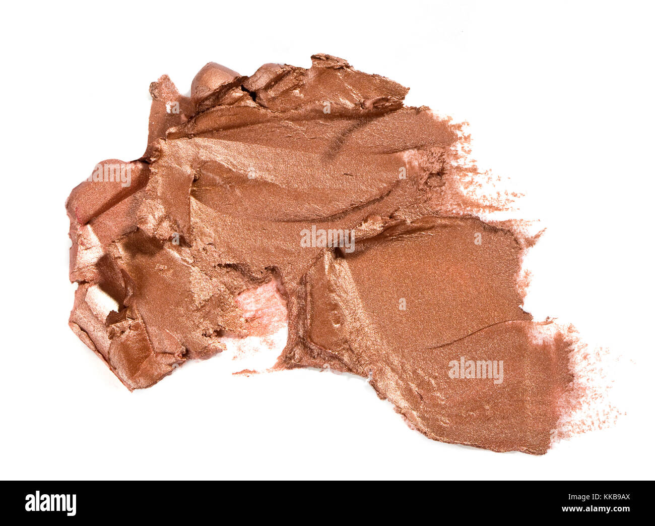 Close up di sbavature del rossetto su sfondo bianco Foto Stock