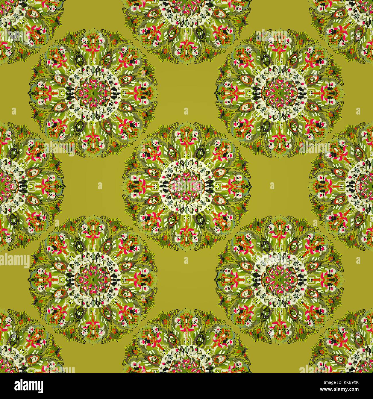 Ornati floreali texture seamless, interminabili pattern con vintage elementi mandala. può essere utilizzata per la carta da parati, riempimenti, sfondo della pagina web, di superficie Illustrazione Vettoriale