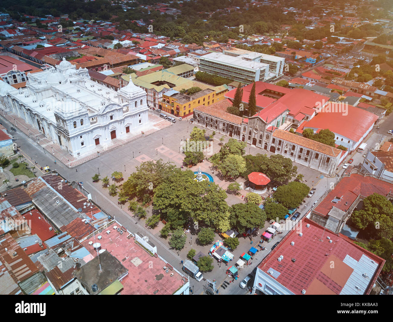 Al di sopra di vista sulla città di Leon in Nicaragua. america centrale città turistica Foto Stock