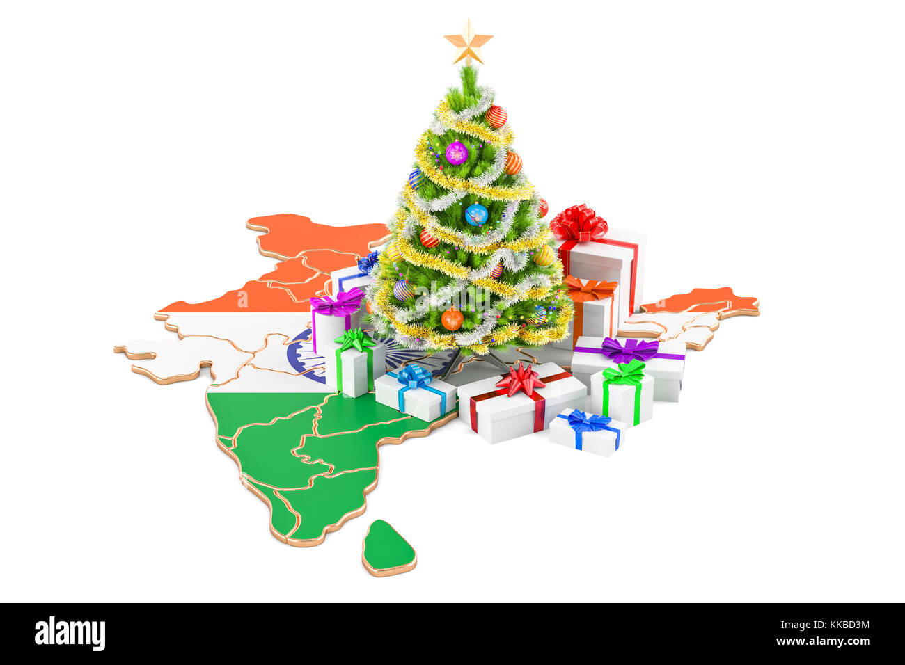 Natale e Capodanno Vacanze in India concetto. 3D rendering isolati su sfondo bianco Foto Stock