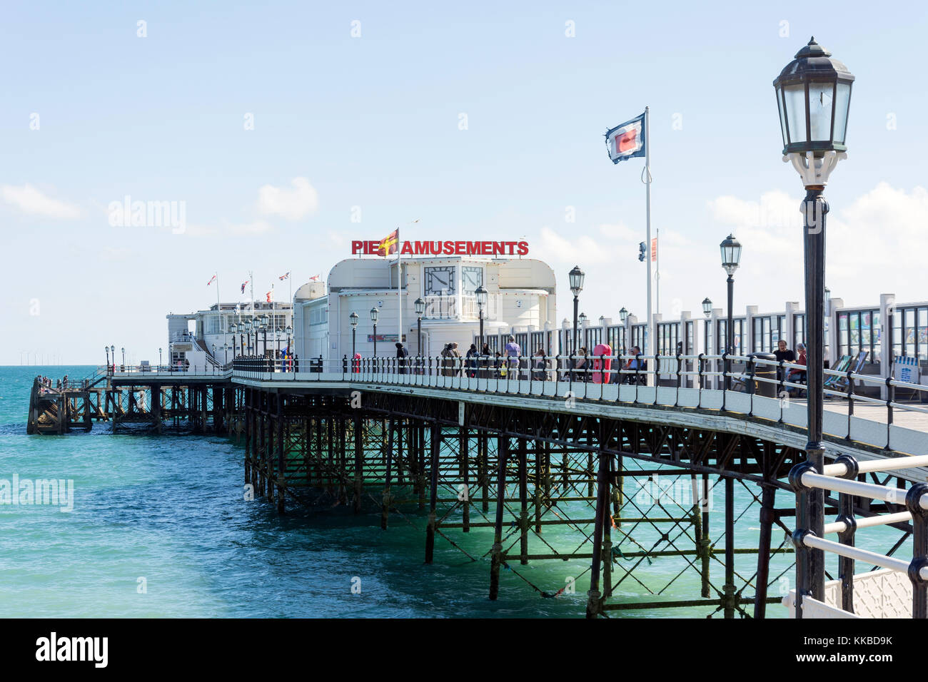 Art Deco Worthing Pier, Worthing, West Sussex, in Inghilterra, Regno Unito Foto Stock