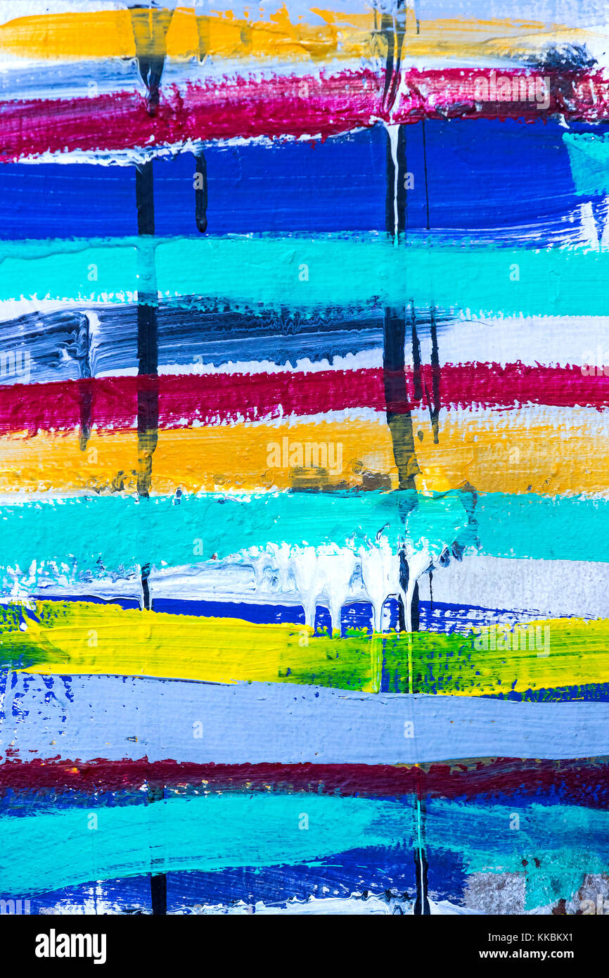 Strisce colorate sullo sfondo di vernice acrilica close-up Foto Stock