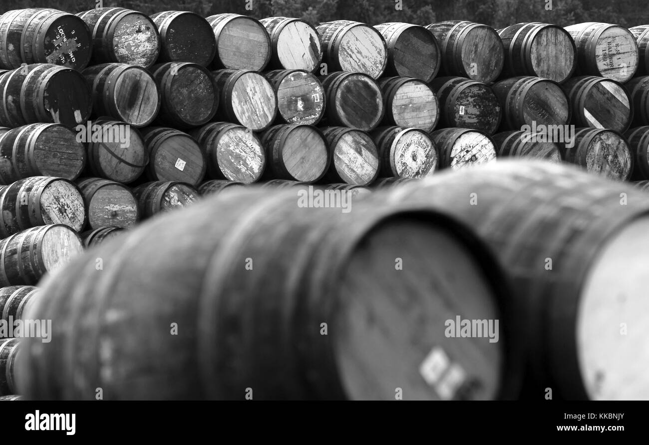 Whisky, realizzati in distillerie scozzesi. Foto Stock