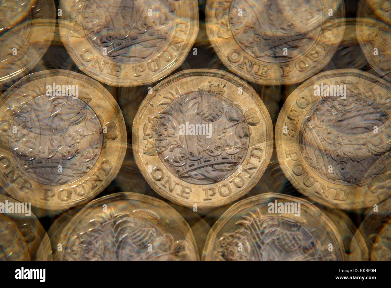 New British pound monete (GBP) Foto Stock