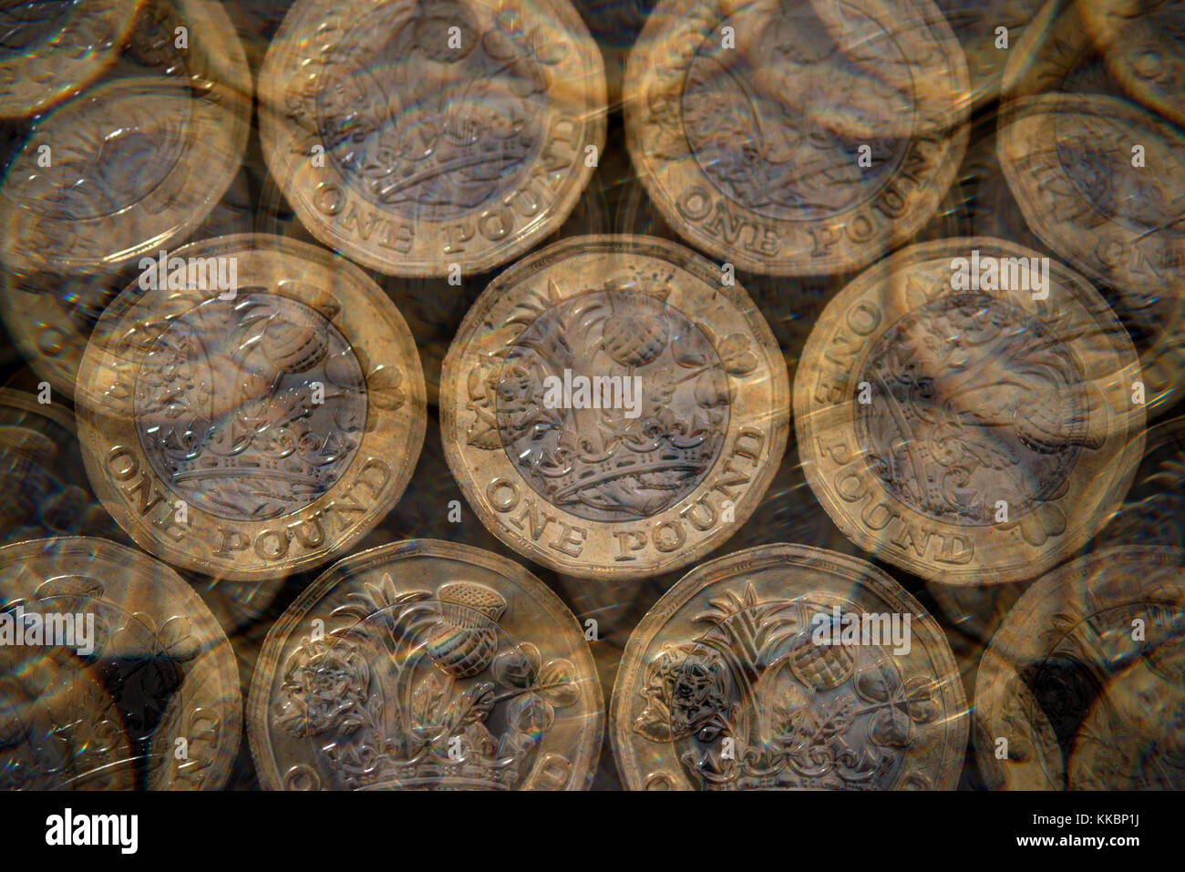 New British pound monete (GBP) Foto Stock