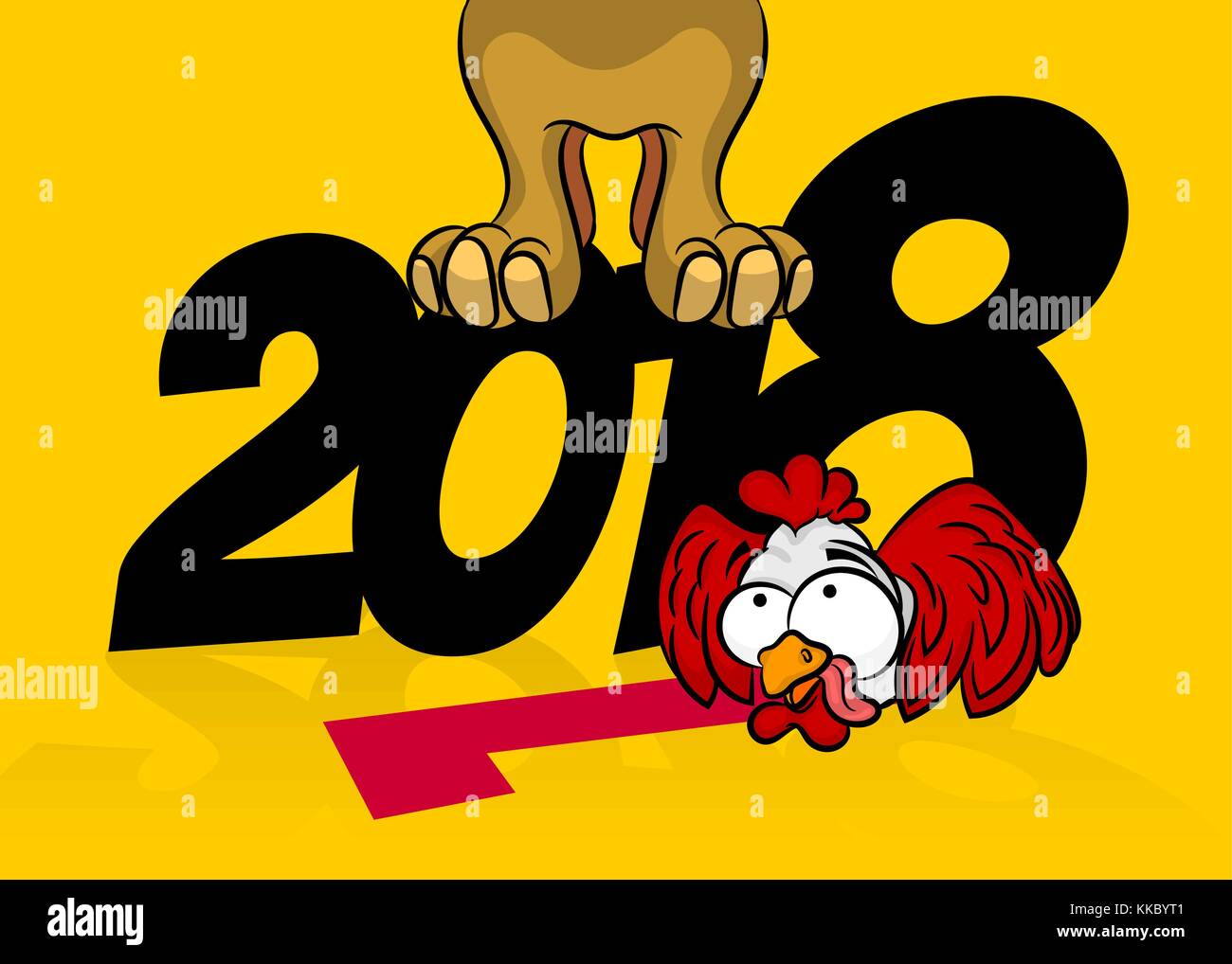 Fumetto cartoon dpg rooster 2018 anno nuovo Illustrazione Vettoriale