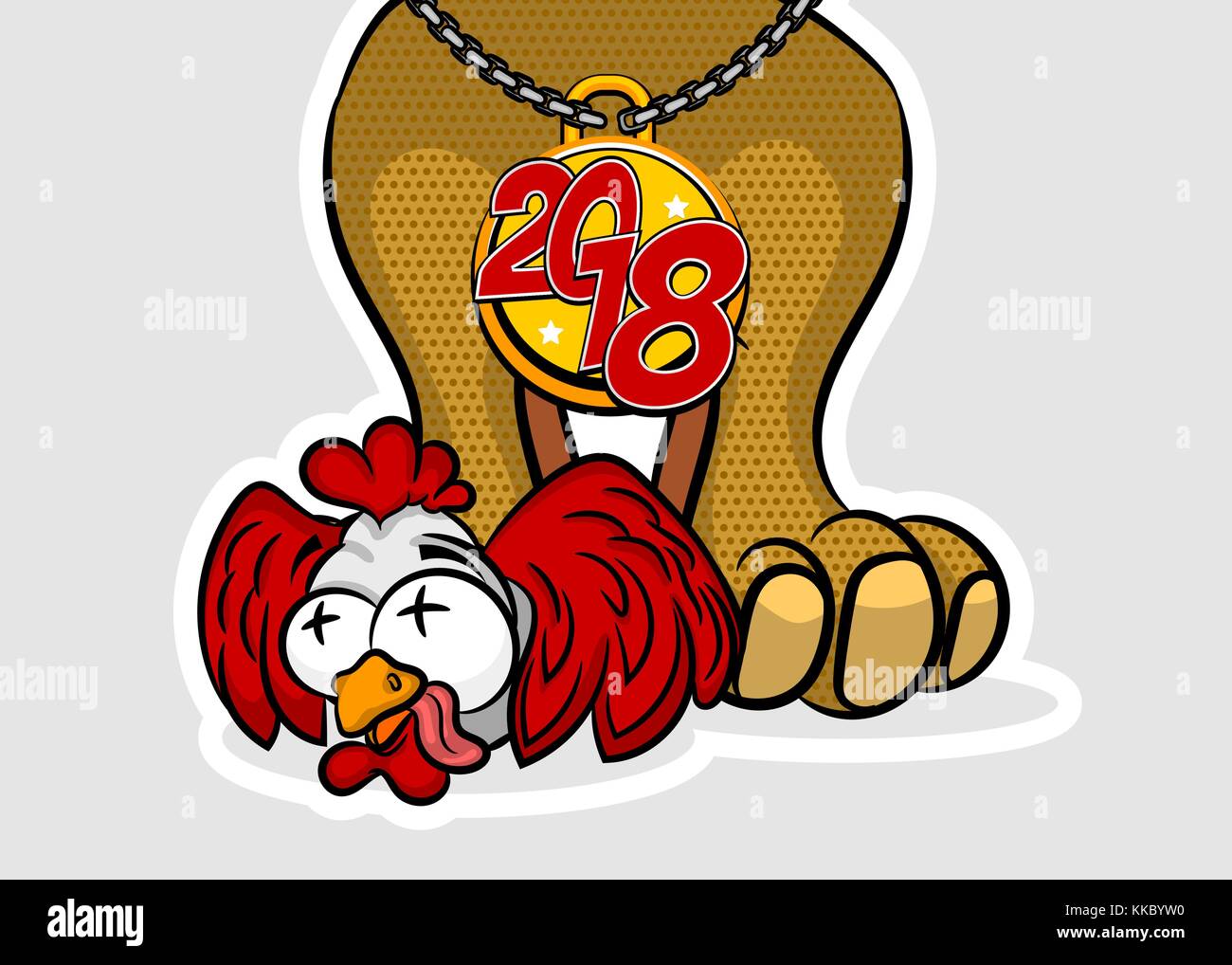 Fumetto cartoon dpg rooster 2018 anno nuovo Illustrazione Vettoriale