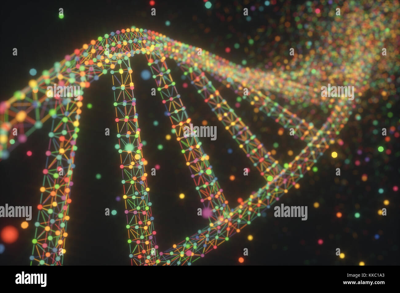 3D'illustrazione. Colorate molecola di DNA. Concetto di immagine di una struttura del codice genetico. Foto Stock