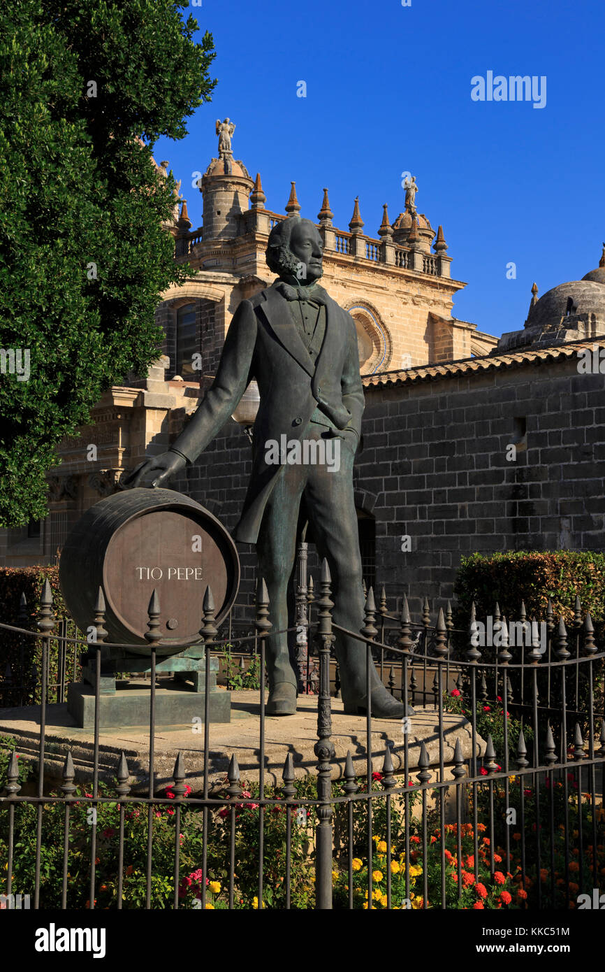 Manuel Maria Gonzalez statua, Jerez de la frontera città, Andalusia, Spagna, Europa Foto Stock