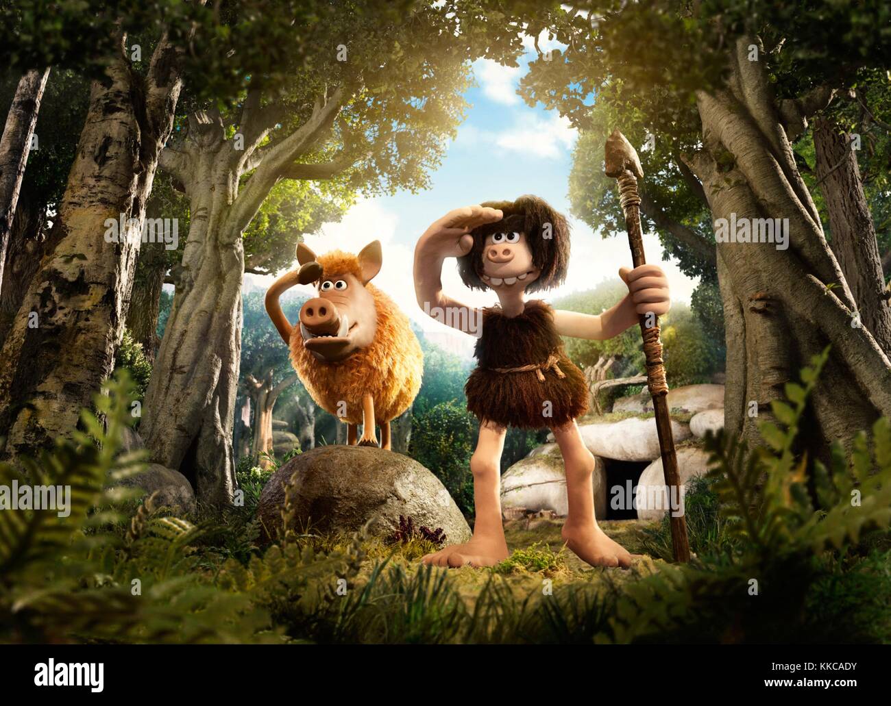 Data di rilascio: febbraio 16, 2018 Titolo: inizio uomo STUDIO: Lionsgate Regia: Nick Park Stampa: insieme all'alba di tempo, quando le creature preistoriche e mammut lanosi si aggiravano la terra, inizio l'uomo racconta la storia di scavati, lungo con sidekick Hognob come si uniscono la sua tribù contro un nemico potente Signore Nooth e la sua età del Bronzo città per salvare la propria casa. STARRING: EDDIE REDMAYNE voci scavati con Hognob. (Credito Immagine: © Lionsgate/Entertainment Immagini) Foto Stock