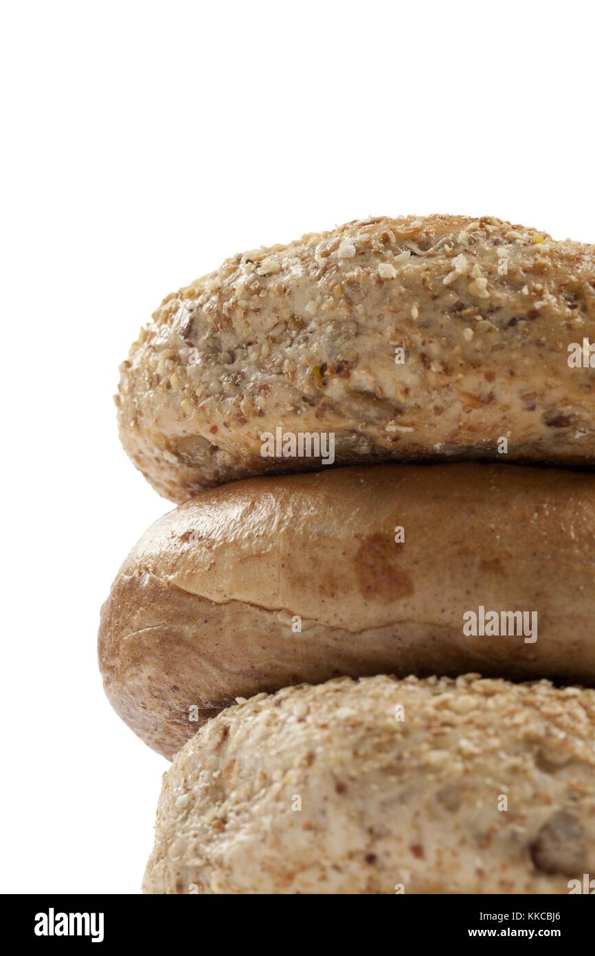 Tutto il frumento e multigrain bagels Foto Stock