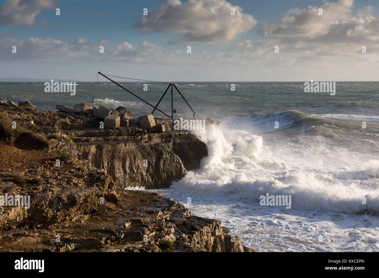 Inghilterra dorset weymouth portland portland bill durante le tempeste Foto Stock
