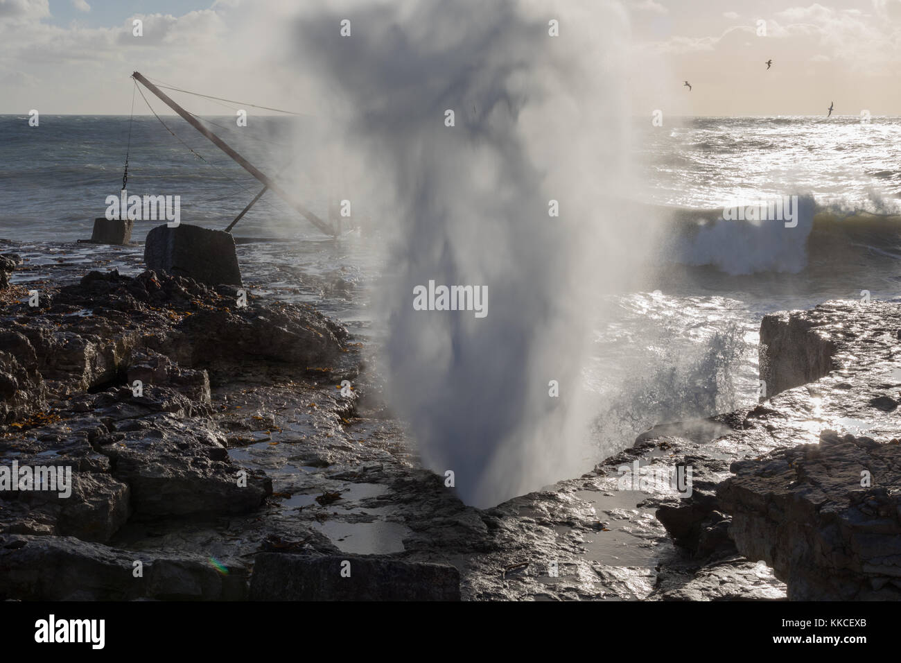 Inghilterra dorset weymouth portland portland bill durante le tempeste Foto Stock