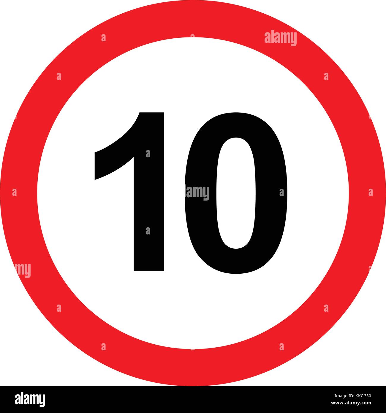 Il limite massimo di velocità cartello stradale 10, illustrazione vettoriale. Illustrazione Vettoriale