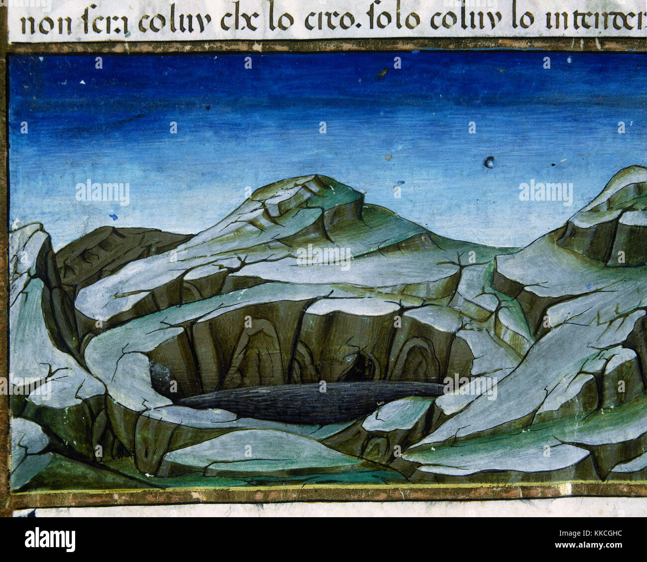 Cristofor de Predis (1440-1486). Miniatore italiano. La fine del mondo e il Giudizio Universale. Una grande montagna salirà (la prima volta). Codex de Predis. (1476). Biblioteca Reale. Torino. L'Italia. Foto Stock