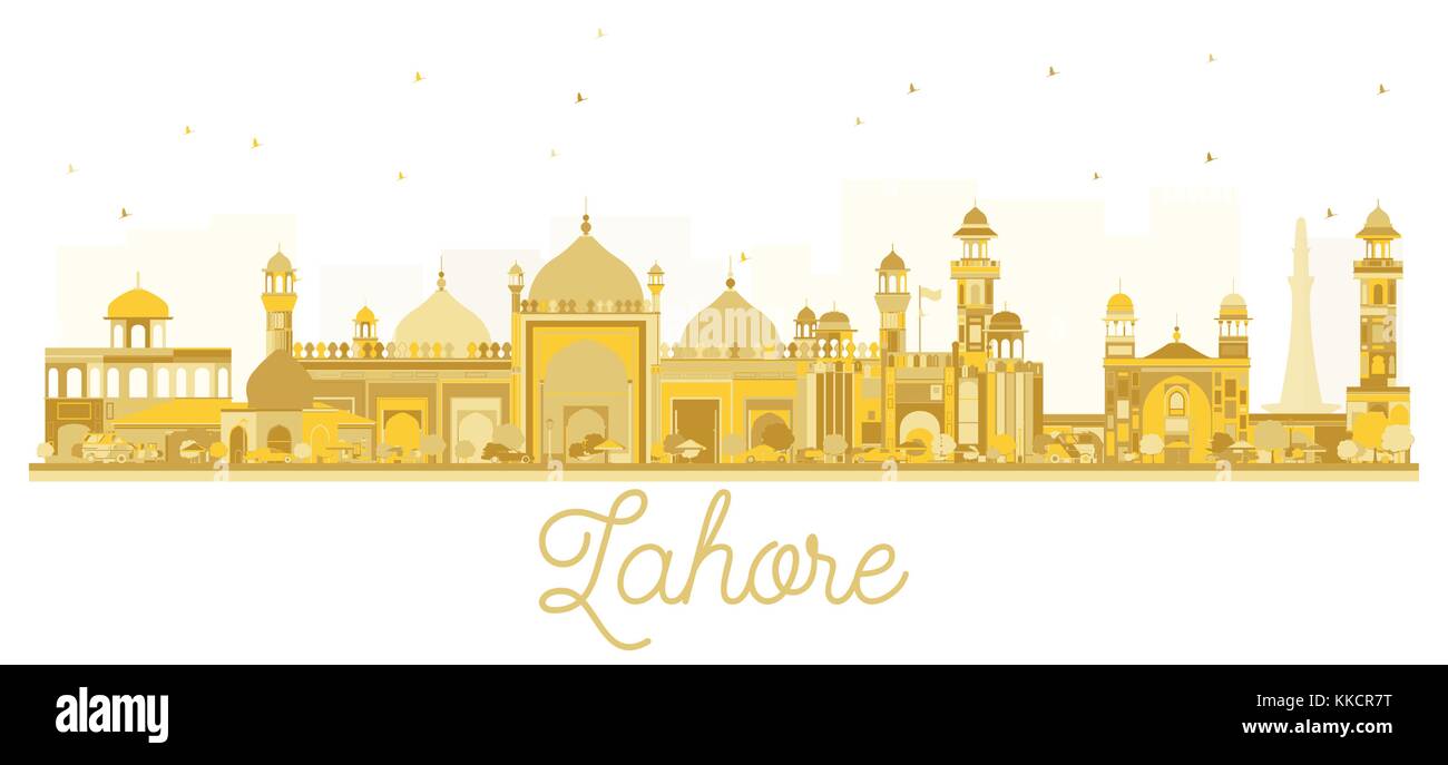 Lahore pakistan skyline della città golden silhouette. illustrazione vettoriale. Illustrazione Vettoriale