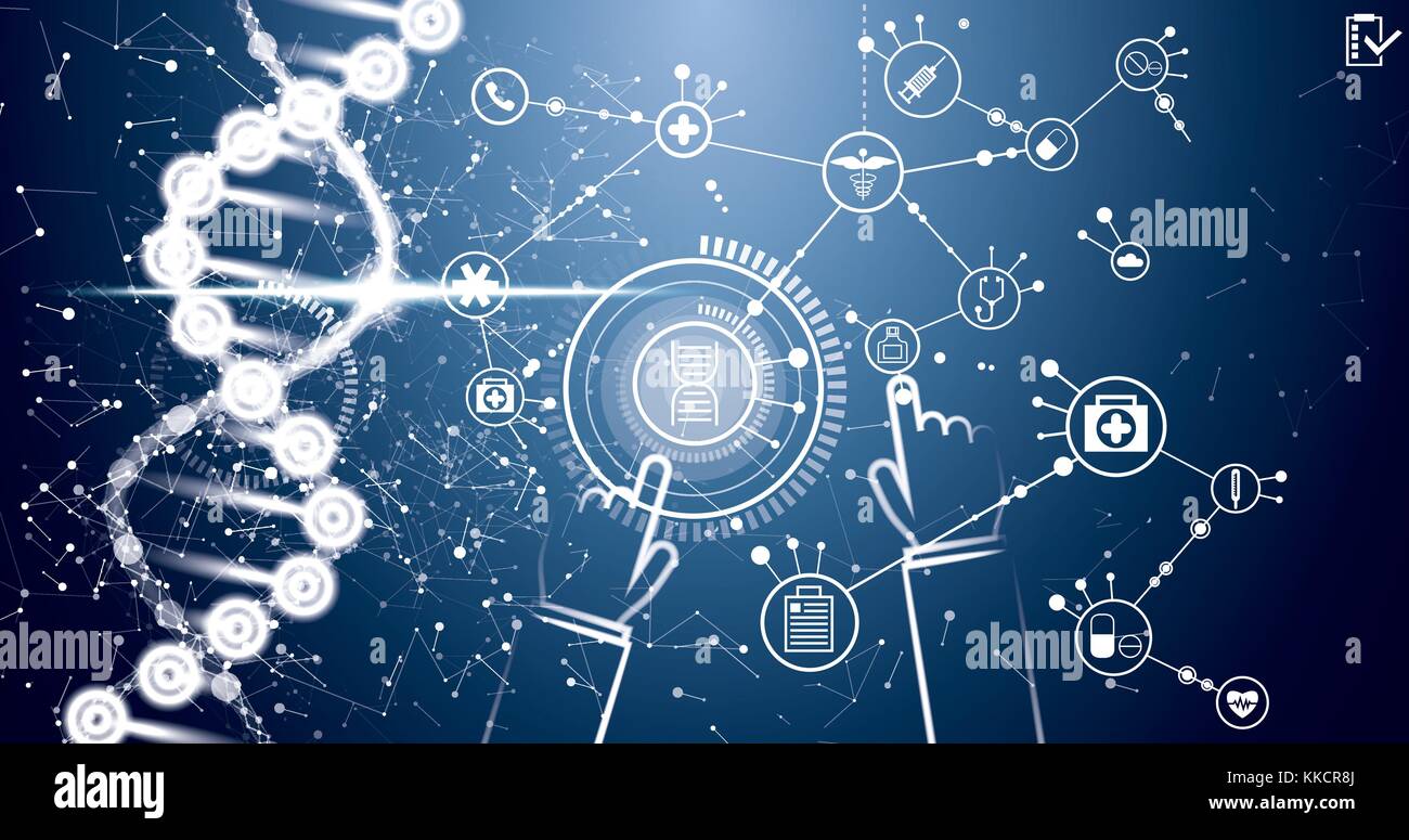 La medicina e la scienza lo sfondo con una molecola di DNA struttura. medical icone. illustrazione vettoriale. Illustrazione Vettoriale