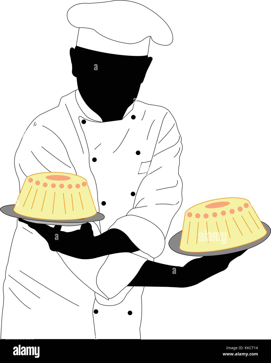 Pasticceria tenendo due torte - vettore Illustrazione Vettoriale