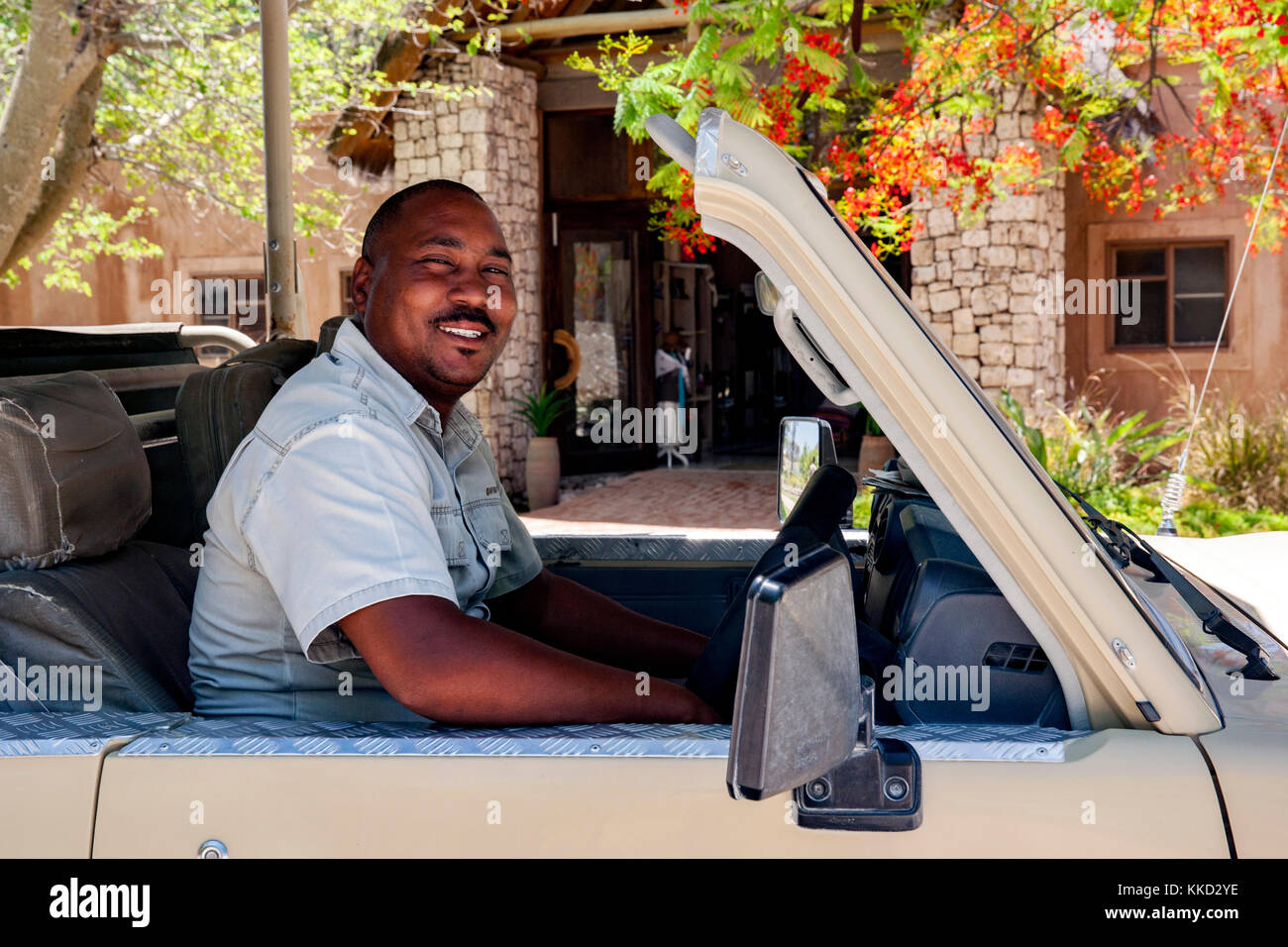 Guida safari a onguma bush camp, onguma Game Reserve, Namibia, Africa Foto Stock