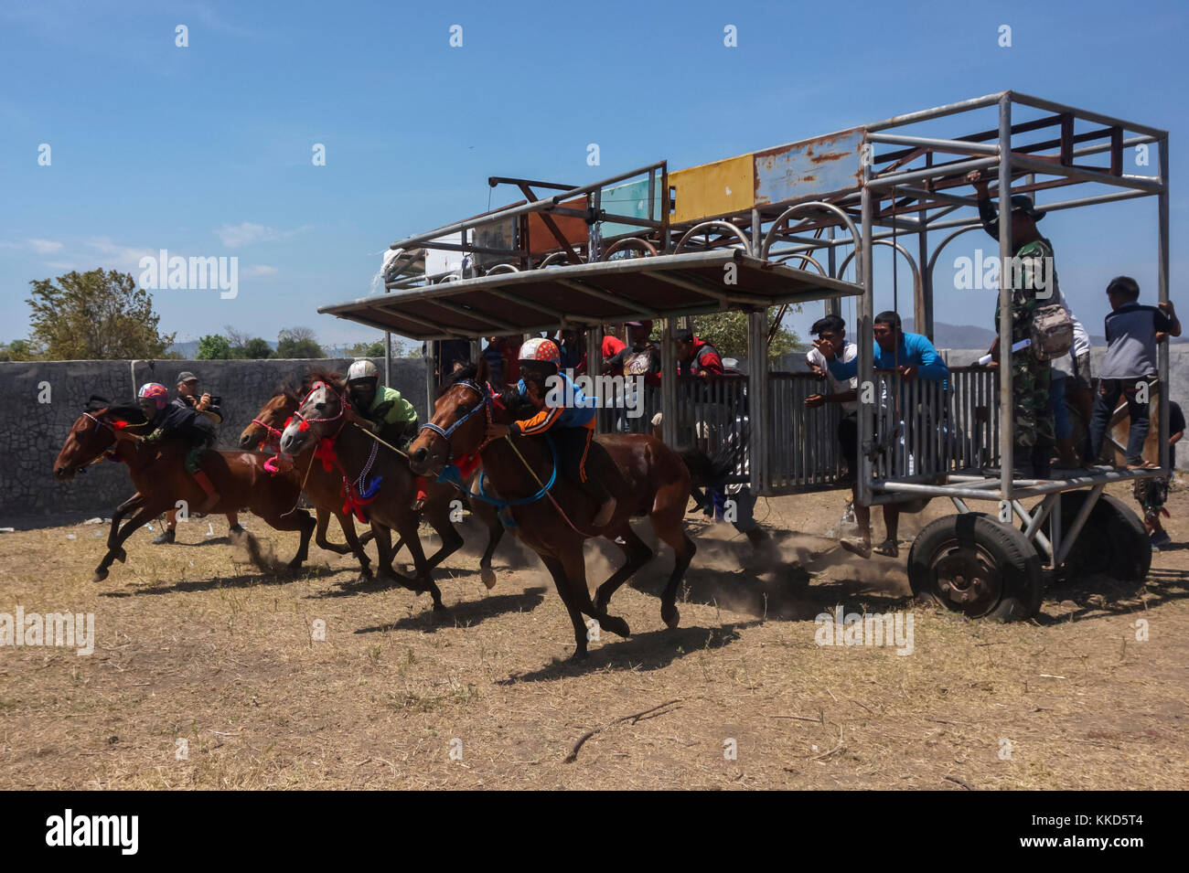 Sumbawa besar, Indonesia - 16 settembre 2017: jaran principale è tradizionale corsa di cavalli da sumbawa indonesia Foto Stock