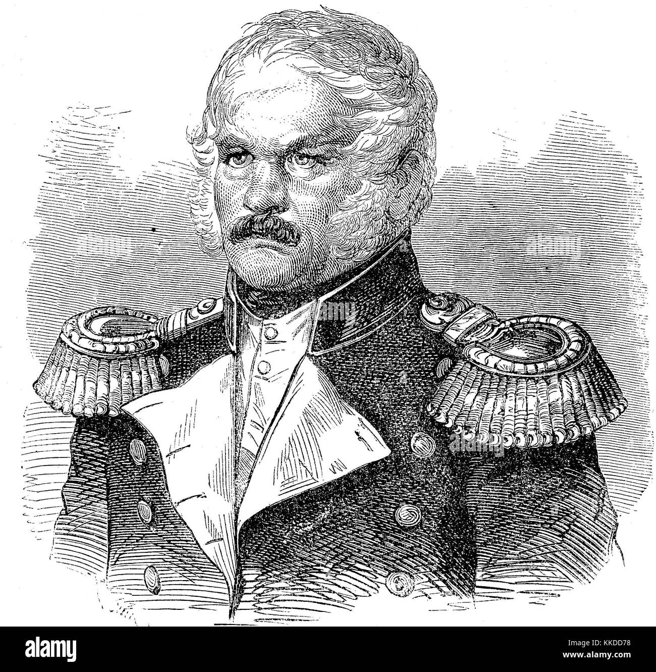 Aleksey Petrovich Yermolov o Jermolov, Juni 1777 - aprile 1861, fu un russo generale imperiale del XIX secolo che ha comandato le truppe russe nella guerra del Caucaso, immagini del tempo di 1855, digitale migliorata la riproduzione di un originale xilografia Foto Stock