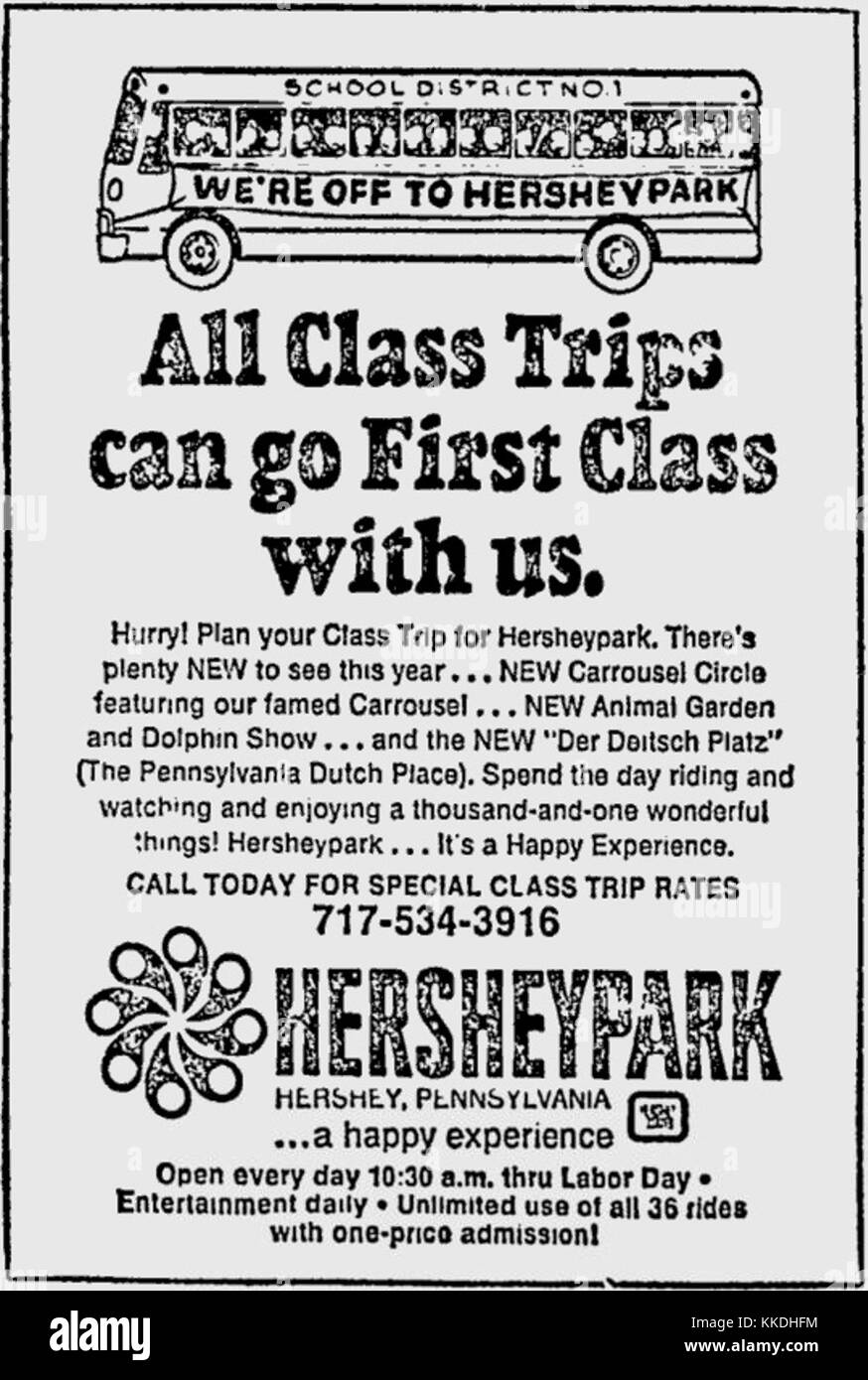 Hersheypark annuncio 1972 - aprile 16 (Pittsburgh Press) Foto Stock