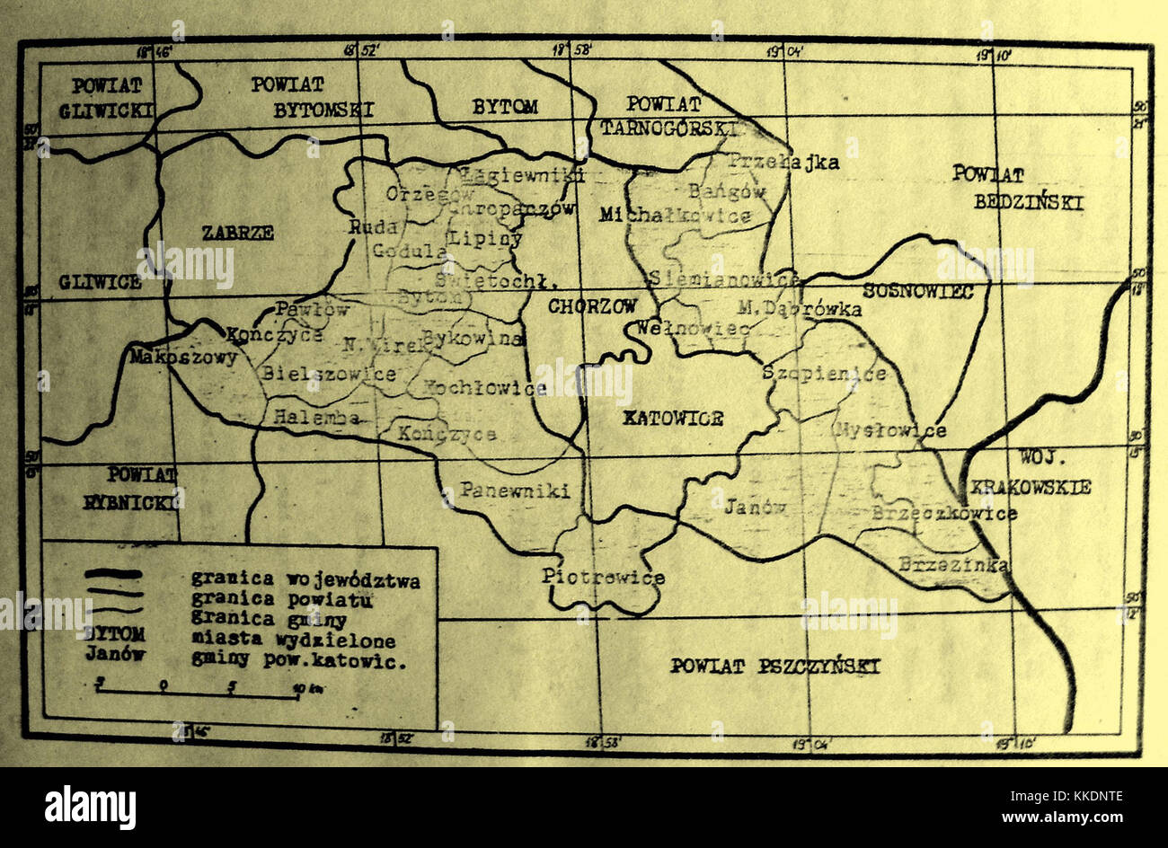 <Digimax S500 / Kenox S500 / Digimax Cyber 530> Pow katowicki 1945-50-mapa Foto Stock <Digimax S500 / Kenox S500 / Digimax Cyber 530> Pow katowicki 1945-50-mapa Foto Stock