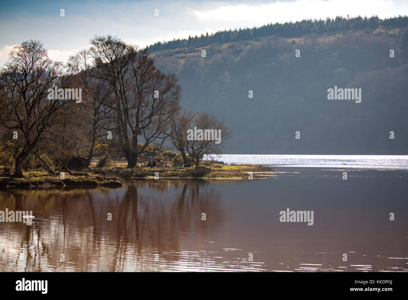 Lough dan lago nelle montagne di Wicklow, Irlanda Foto Stock