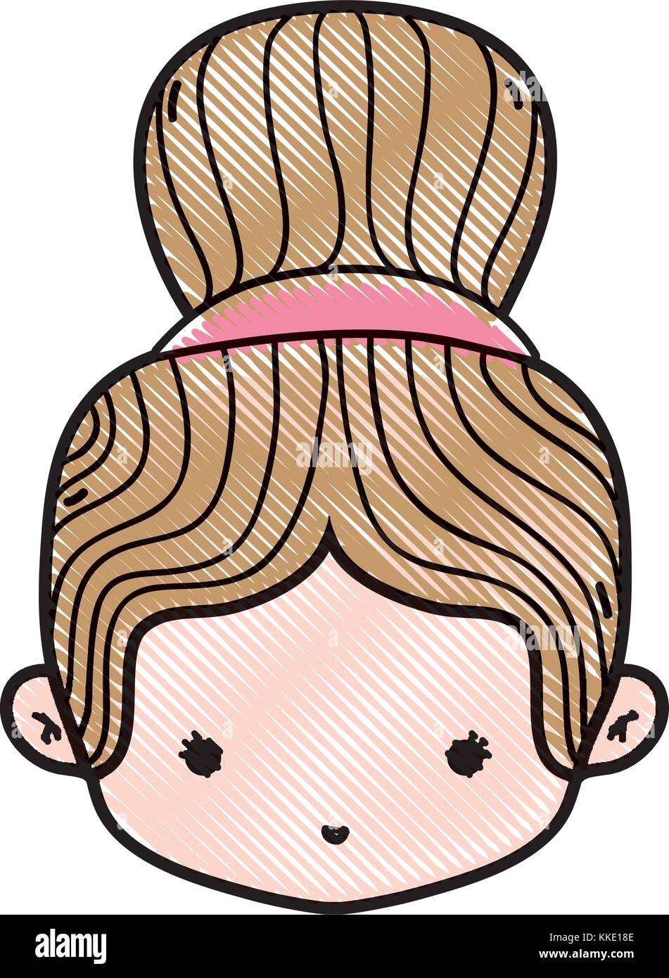 Ragazza grattugiato testa con bun disegno dei capelli Immagine e Vettoriale  - Alamy