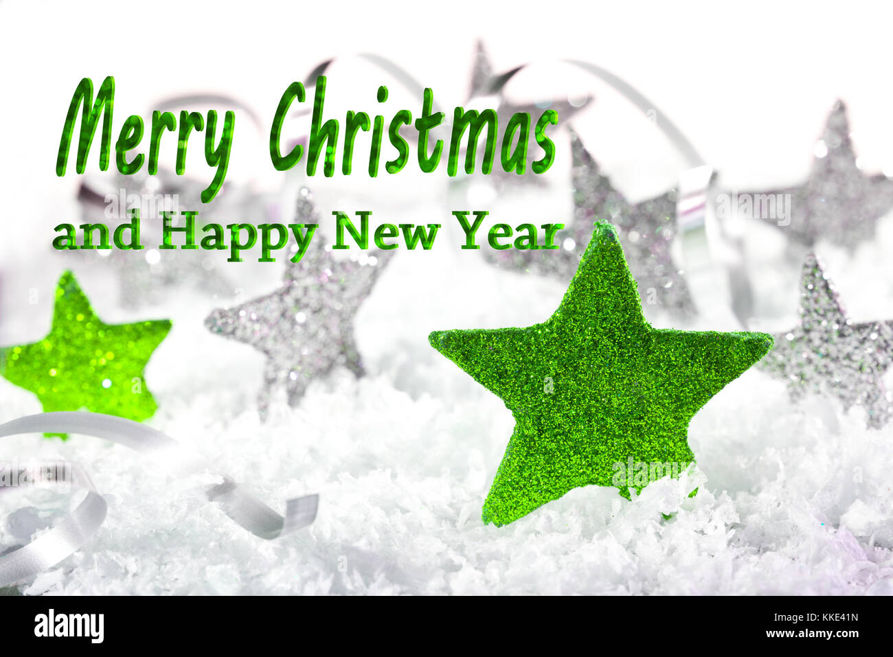 Sfondo di natale con le stelle e la scrittura di Buon Natale Foto Stock