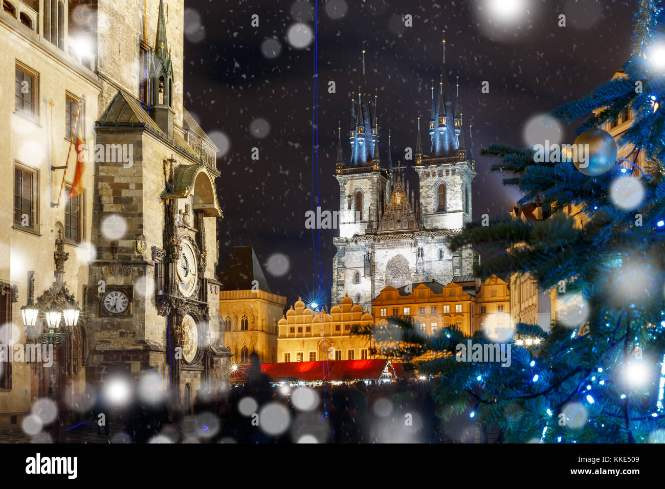 Natale la piazza della città vecchia di Praga, Repubblica ceca Foto Stock