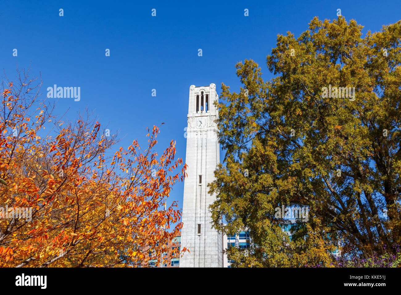 Raleigh, NC, Stati Uniti d'America - 24 novembre: memorial campanile il 24 novembre 2017 presso la North Carolina State University in Raleigh, North Carolina. Foto Stock