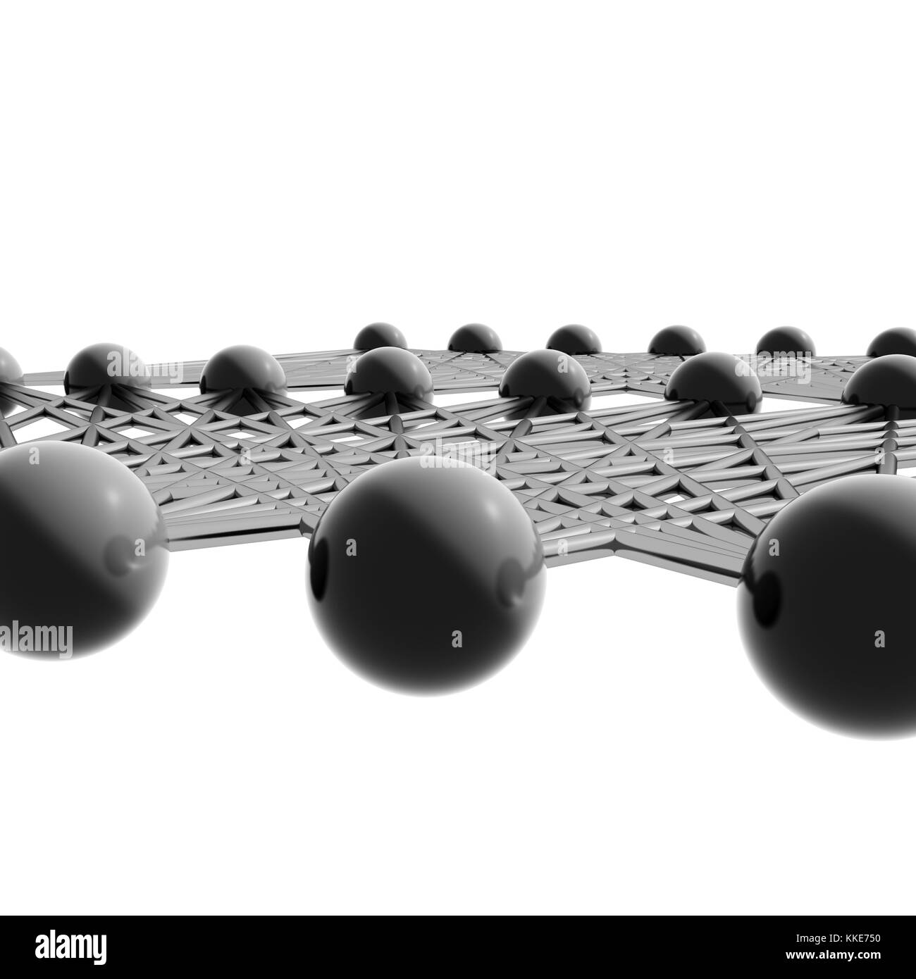 Rete neurale artificiale isolato su bianco, 3D render illustrazione Foto Stock